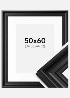 Ramme Mora Premium Sort 50x60 cm - Passepartout Hvid 14x18 inches