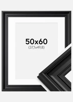 Ramme Mora Premium Sort 50x60 cm - Passepartout Hvid 15x20 inches
