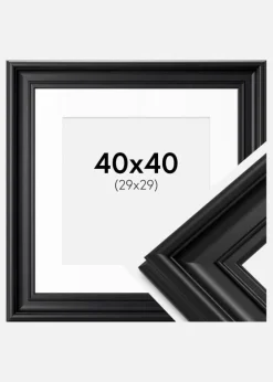 Ramme Mora Premium Sort 40x40 cm - Passepartout Hvid 30x30 cm
