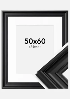 Ramme Mora Premium Sort 50x60 cm - Passepartout Hvid 35x45 cm