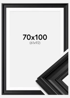Ramme Mora Premium Sort 70x100 cm - Passepartout Hvid 62x93 cm