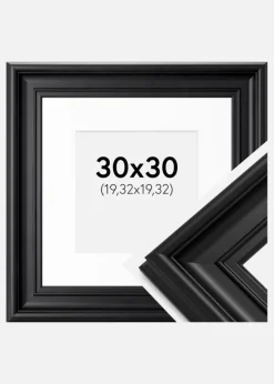 Ramme Mora Premium Sort 30x30 cm - Passepartout Hvid 8x8 inches