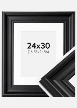 Ramme Mora Premium Sort 24x30 cm - Passepartout Hvid 7x9 inches