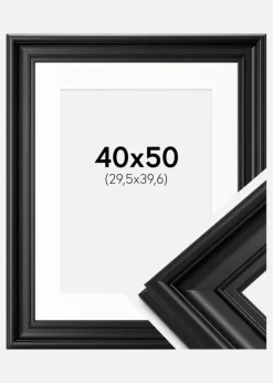 Ramme Mora Premium Sort 40x50 cm - Passepartout Hvid 12x16 inches