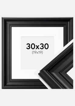 Ramme Mora Premium Sort 30x30 cm - Passepartout Hvid 20x20 cm