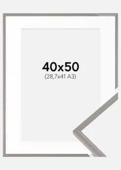 Ramme New Lifestyle Earth Grey 40x50 cm - Passepartout Hvid 29,7x42 cm (A3)