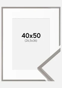 Ramme New Lifestyle Earth Grey 40x50 cm - Passepartout Hvid 27,5x37 cm