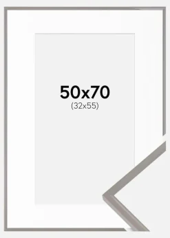 Ramme New Lifestyle Earth Grey 50x70 cm - Passepartout Hvid 33x56 cm