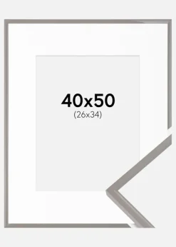 Ramme New Lifestyle Earth Grey 40x50 cm - Passepartout Hvid 27x35 cm