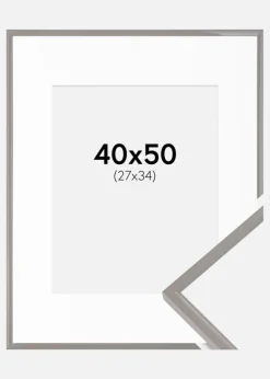 Ramme New Lifestyle Earth Grey 40x50 cm - Passepartout Hvid 28x35 cm