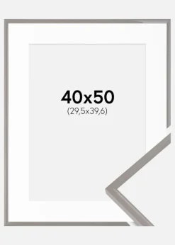 Ramme New Lifestyle Earth Grey 40x50 cm - Passepartout Hvid 12x16 inches