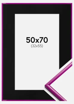 Ramme New Lifestyle Fuchsia 50x70 cm - Passepartout Sort 33x56 cm