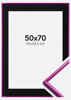 Ramme New Lifestyle Fuchsia 50x70 cm - Passepartout Sort 42x59,4 cm (A2)