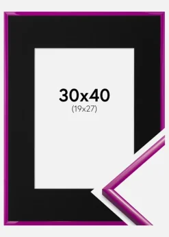 Ramme New Lifestyle Fuchsia 30x40 cm - Passepartout Sort 20x28 cm