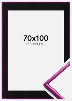 Ramme New Lifestyle Fuchsia 70x100 cm - Passepartout Sort 59,4x84 cm (A1)