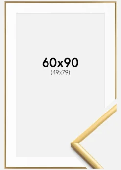 Ramme New Lifestyle Gold 60x90 cm - Passepartout Hvid 50x80 cm