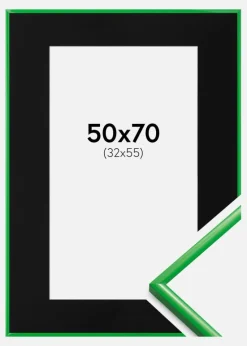 Ramme New Lifestyle Grass Green 50x70 cm - Passepartout Sort 33x56 cm