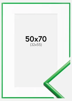Ramme New Lifestyle Grass Green 50x70 cm - Passepartout Hvid 33x56 cm