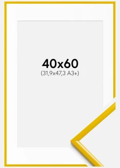 Ramme New Lifestyle Gul 40x60 cm - Passepartout Hvid 32,9x48,3 cm