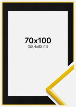 Ramme New Lifestyle Gul 70x100 cm - Passepartout Sort 59,4x84 cm (A1)