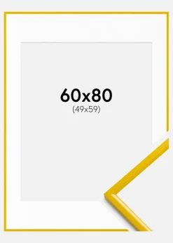 Ramme New Lifestyle Gul 60x80 cm - Passepartout Hvid 50x60 cm