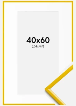 Ramme New Lifestyle Gul 40x60 cm - Passepartout Hvid 25x50 cm