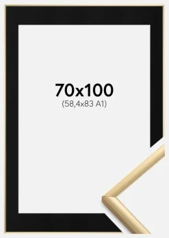 Ramme New Lifestyle Guld 70x100 cm - Passepartout Sort 59,4x84 cm (A1)