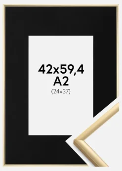 Ramme New Lifestyle Guld 42x59,4 cm (A2) - Passepartout Sort 25x38 cm