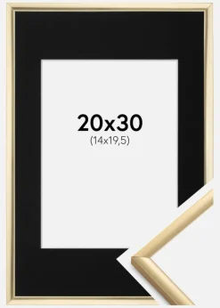 Ramme New Lifestyle Guld 20x30 cm - Passepartout Sort 15x21 cm (A5)