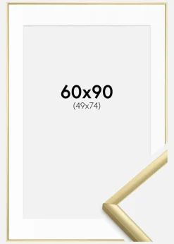 Ramme New Lifestyle Guld 60x90 cm - Passepartout Hvid 50x75 cm