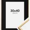 Ramme New Lifestyle Guld 30x40 cm - Passepartout Sort 21x30 cm