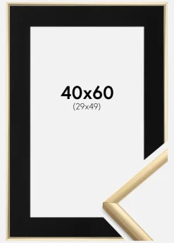 Ramme New Lifestyle Guld 40x60 cm - Passepartout Sort 30x50 cm