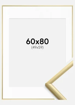 Ramme New Lifestyle Guld 60x80 cm - Passepartout Hvid 50x60 cm