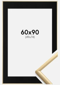 Ramme New Lifestyle Guld 60x90 cm - Passepartout Sort 50x75 cm