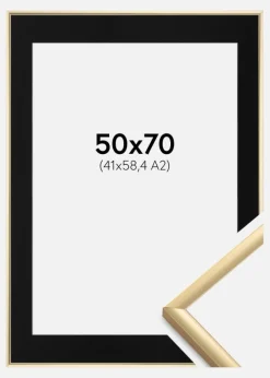 Ramme New Lifestyle Guld 50x70 cm - Passepartout Sort 42x59,4 cm (A2)