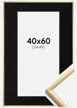 Ramme New Lifestyle Guld 40x60 cm - Passepartout Sort 25x50 cm