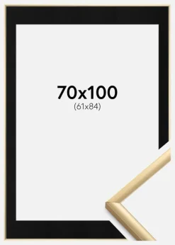 Ramme New Lifestyle Guld 70x100 cm - Passepartout Sort 62x85 cm