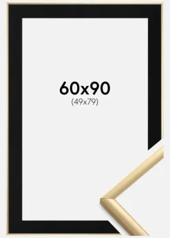 Ramme New Lifestyle Guld 60x90 cm - Passepartout Sort 50x80 cm