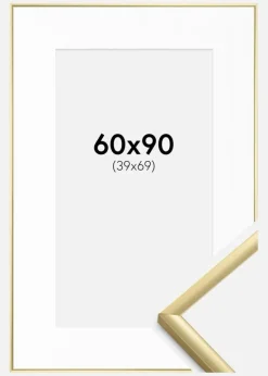Ramme New Lifestyle Guld 60x90 cm - Passepartout Hvid 40x70 cm