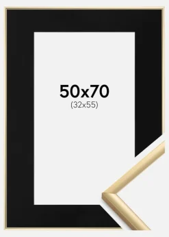 Ramme New Lifestyle Guld 50x70 cm - Passepartout Sort 33x56 cm