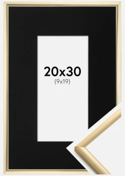 Ramme New Lifestyle Guld 20x30 cm - Passepartout Sort 10x20 cm