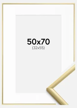 Ramme New Lifestyle Guld 50x70 cm - Passepartout Hvid 33x56 cm