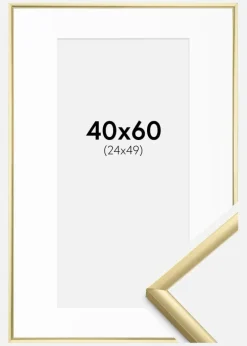 Ramme New Lifestyle Guld 40x60 cm - Passepartout Hvid 25x50 cm