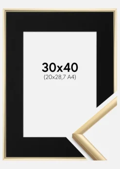 Ramme New Lifestyle Guld 30x40 cm - Passepartout Sort 21x29,7 cm (A4)