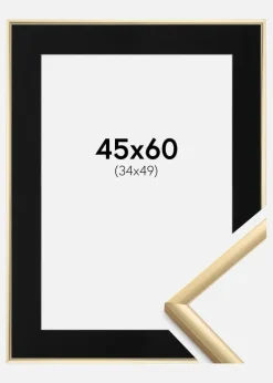 Ramme New Lifestyle Guld 45x60 cm - Passepartout Sort 35x50 cm