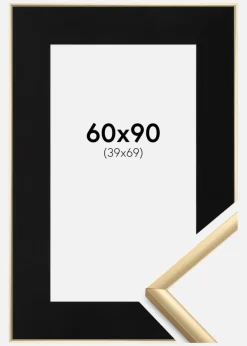 Ramme New Lifestyle Guld 60x90 cm - Passepartout Sort 40x70 cm