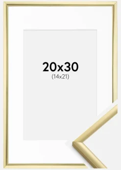 Ramme New Lifestyle Guld 20x30 cm - Passepartout Hvid 15x22 cm