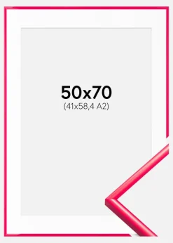 Ramme New Lifestyle Hot Pink 50x70 cm - Passepartout Hvid 42x59,4 cm (A2)