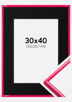 Ramme New Lifestyle Hot Pink 30x40 cm - Passepartout Sort 21x29,7 cm (A4)
