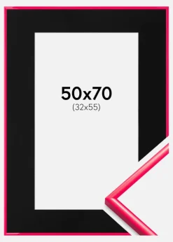 Ramme New Lifestyle Hot Pink 50x70 cm - Passepartout Sort 33x56 cm